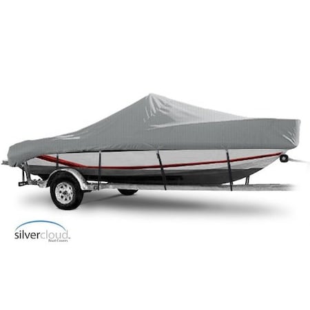 Eevelle Silvercloud Boat Cvr V HULL Cntr Cnsl, High Bow Rails up to 24in Inboard 22' 6in L 102in W Silver SCVCCR22102-SLR